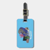 Funny shark die tv-cartoon bekijkt bagagelabel (Voorkant verticaal)