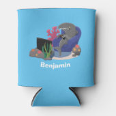 Funny shark die tv-cartoon bekijkt blikjeskoeler (Voorkant)