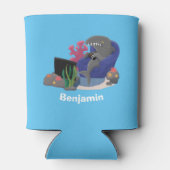 Funny shark die tv-cartoon bekijkt blikjeskoeler (Achterkant)