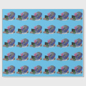 Funny shark die tv-cartoon bekijkt cadeaupapier (Vlak)