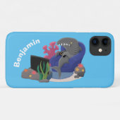 Funny shark die tv-cartoon bekijkt Case-Mate iPhone case (Achterkant (horizontaal))