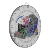 Funny shark die tv-cartoon bekijkt dartbord (Voorkant Links)