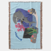 Funny shark die tv-cartoon bekijkt deken (Voorkant Verticaal)