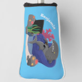 Funny shark die tv-cartoon bekijkt golfheadcover (Draai 90)