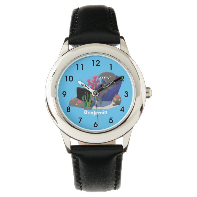 Funny shark die tv-cartoon bekijkt horloge (Voorkant)