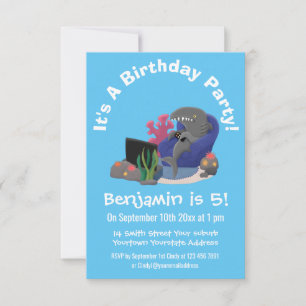 Funny shark die tv-cartoon bekijkt kaart