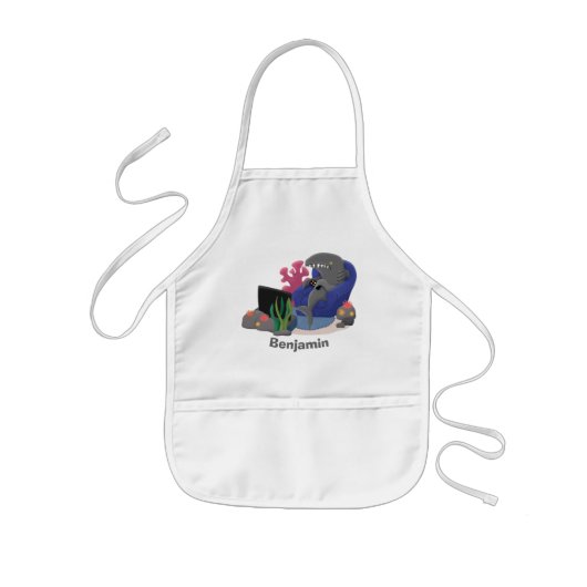 Funny shark die tv-cartoon bekijkt kinder schort (Voorkant)