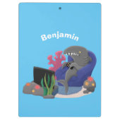 Funny shark die tv-cartoon bekijkt klembord (Achterkant)