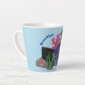 Funny shark die tv-cartoon bekijkt latte mok (Linkerhoek)