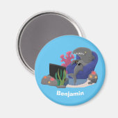 Funny shark die tv-cartoon bekijkt magneet (Voorkant / Achterkant)