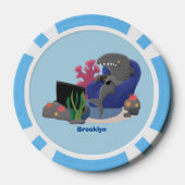 Funny shark die tv-cartoon bekijkt poker chips (Achterkant)