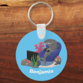 Funny shark die tv-cartoon bekijkt sleutelhanger (Voorkant)