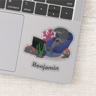 Funny shark die tv-cartoon bekijkt sticker