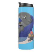 Funny shark die tv-cartoon bekijkt thermosbeker (Geroteerd rechts)