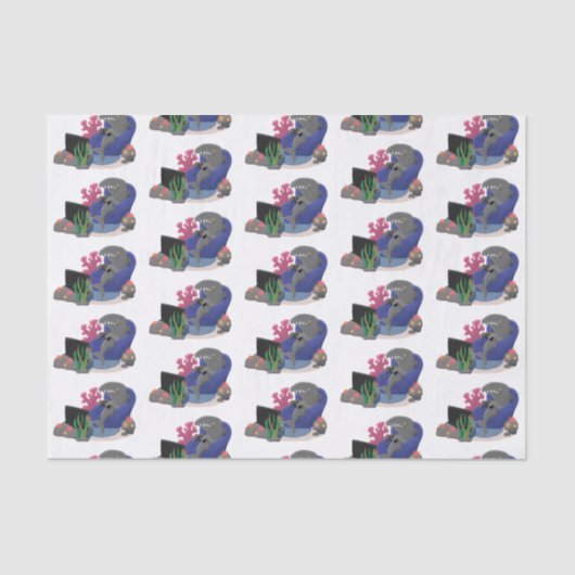 Funny shark die tv-cartoon bekijkt tissuepapier (Voorkant)