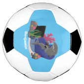 Funny shark die tv-cartoon bekijkt voetbal (Gedraaid)