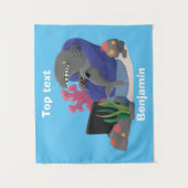 Funny shark die tv-cartoon bekijkt wandkleed (Voorkant)