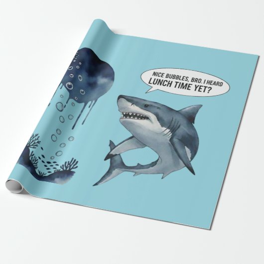 Funny shark diver lunch time :nice bubbles bro cadeaupapier (Uitgerold)