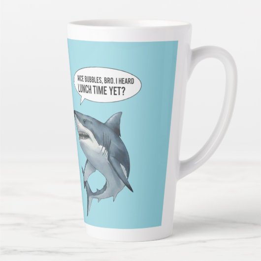 Funny shark diver lunch time :nice bubbles bro latte mok (Rechts)