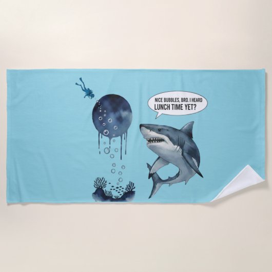 Funny shark diver lunch time :nice bubbles bro strandlaken (Voorkant)