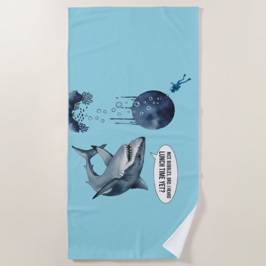 Funny shark diver lunch time nice bubbles bro strandlaken (Voorkant)