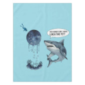 Funny shark diver lunch time :nice bubbles bro tafelkleed (Voorkant)