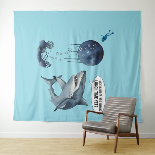 Funny shark diver lunch time :nice bubbles bro wandkleed (In Situ (horizontaal))