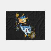 Funny Shark Dreidel Menorah Hanukkah Kids Womens M Fleece Deken (Voorkant (Horizontaal))