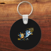 Funny Shark Dreidel Menorah Hanukkah Kids Womens M Sleutelhanger (Voorkant)