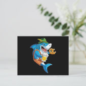 Funny Shark Drink Beer - Crazy Shark Gifts Aankondigingskaart (Staand voorkant)