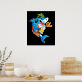 Funny Shark Drink Beer - Crazy Shark Gifts Poster (Keuken)