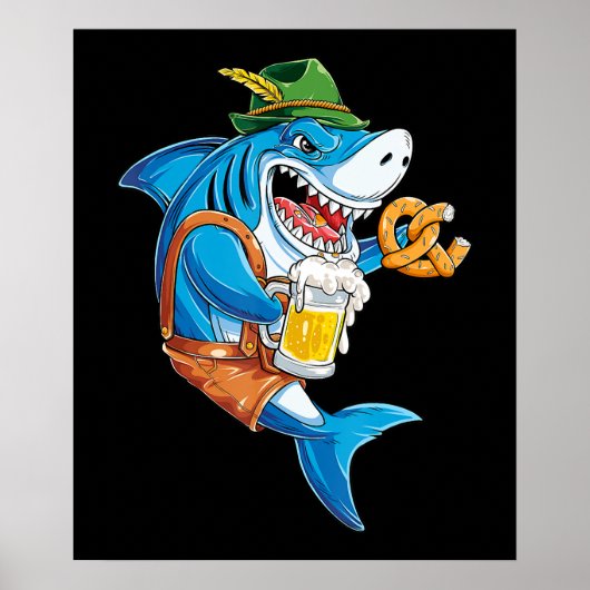 Funny Shark Drink Beer - Crazy Shark Gifts Poster (Voorkant)