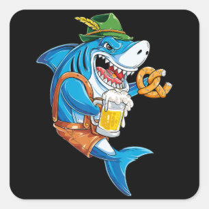 Funny Shark Drink Beer - Crazy Shark Gifts Vierkante Sticker