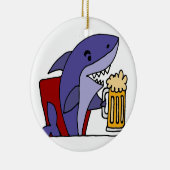 Funny Shark Drink Beer Keramisch Ornament (Rechts)