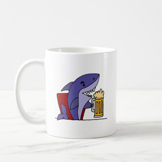 Funny Shark Drink Beer Koffiemok (Links)