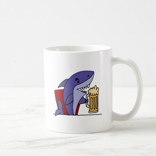 Funny Shark Drink Beer Koffiemok (Rechts)