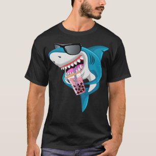 Funny Shark Drink Bubble Boba Tea Boy Mannen T-shirt