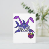 Funny Shark Easter Bunny Cartoon Feestdagenkaart (Staand voorkant)