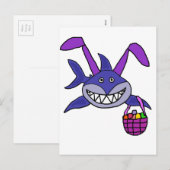 Funny Shark Easter Bunny Cartoon Feestdagenkaart (Voorkant / Achterkant)