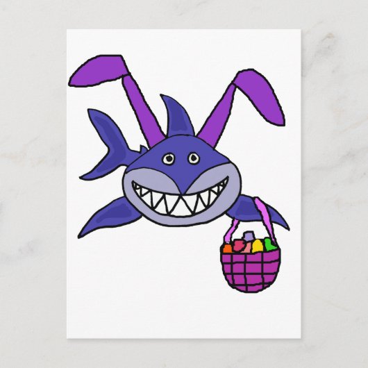 Funny Shark Easter Bunny Cartoon Feestdagenkaart (Voorkant)