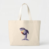 Funny Shark Eating Ice Cream Cone Grote Tote Bag (Voorkant)