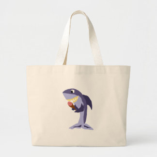Funny Shark Eating Ice Cream Cone Grote Tote Bag