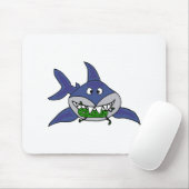 Funny Shark Eating Man Cartoon Muismat (Met muis)