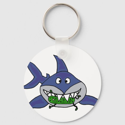 Funny Shark Eating Man Cartoon Sleutelhanger (Voorkant)