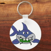 Funny Shark Eating Man Cartoon Sleutelhanger (Voorkant)