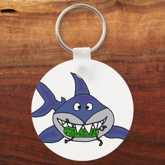 Funny Shark Eating Man Cartoon Sleutelhanger (Voorkant)