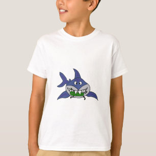 Funny Shark Eating Man Cartoon T-shirt