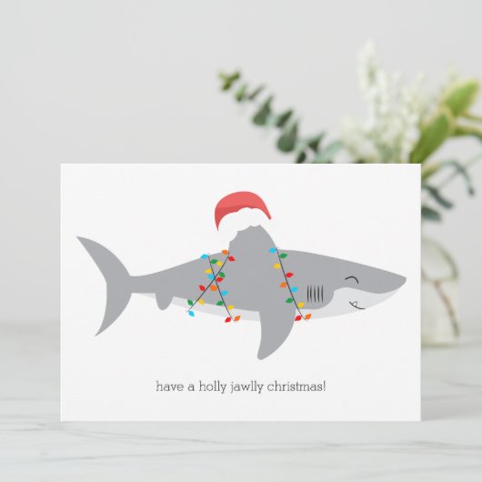 Funny Shark Feestdagenkaart (Staand voorkant)