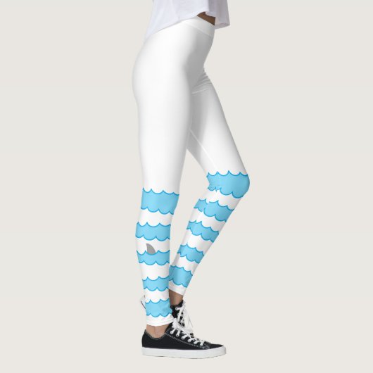 Funny Shark Fin on Water Illustration Leggings (Rechts)