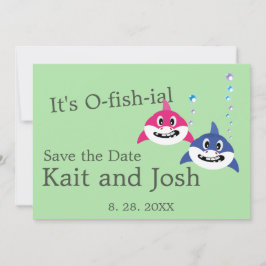 Funny Shark Fish Theme Weddenschap redt de datum Kaart